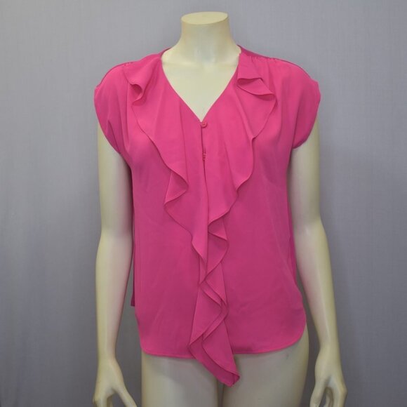INTERNATIONAL CONCEPT RUFFLE BLOUSE  PET SM - Picture 3 of 7